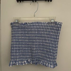 blue gingham tube top